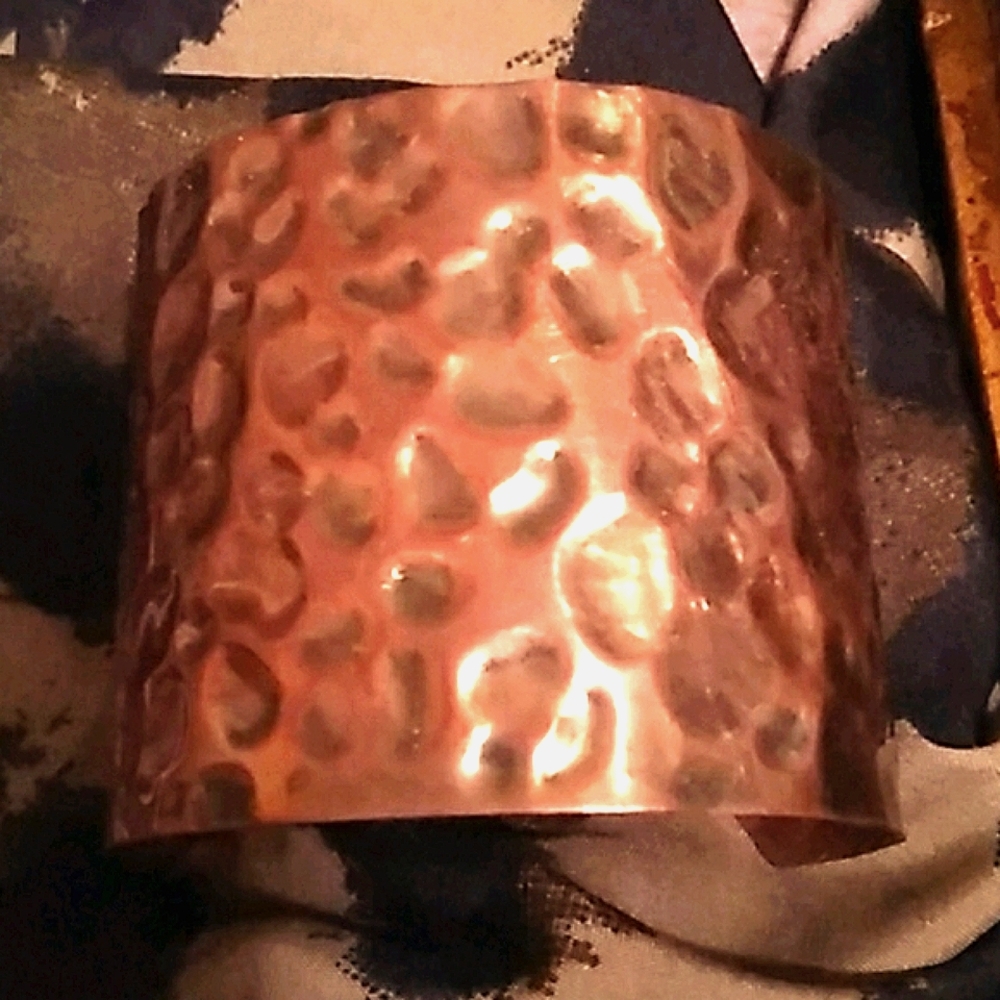 Copper hammered cuff adjustable
